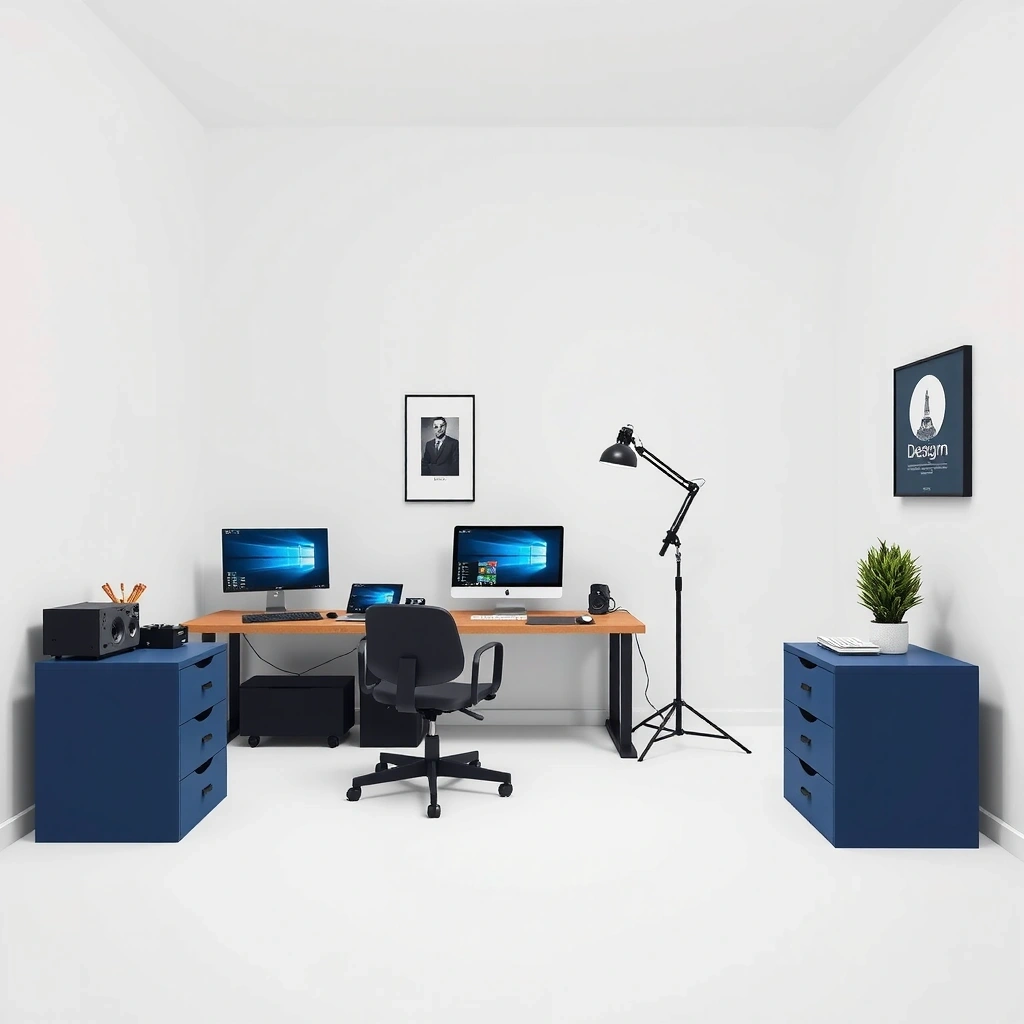 Professional web design studio workspace